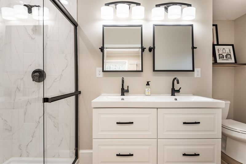 Main House Master Bathroom with Shower and Duel Sinks