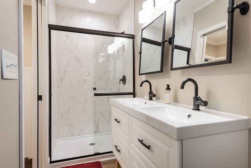 Main House Master Bathroom with Shower and Duel Sinks