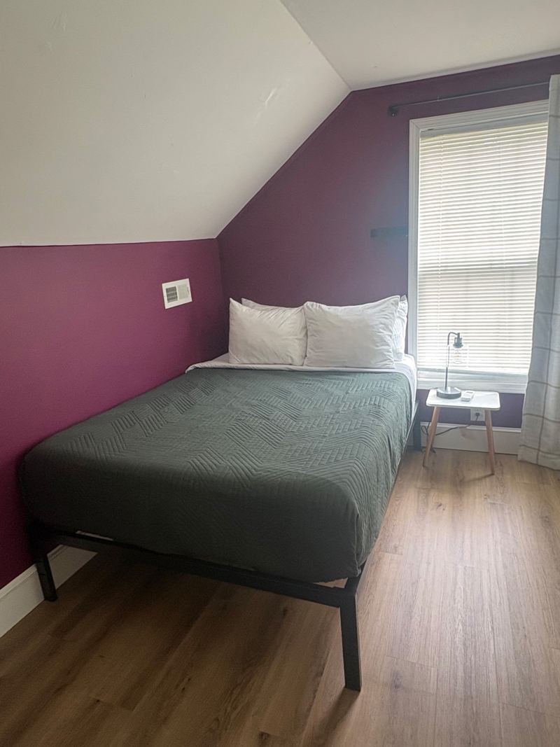 Bedroom #2 with Queen and Full Beds, blackout curtains and sound machine