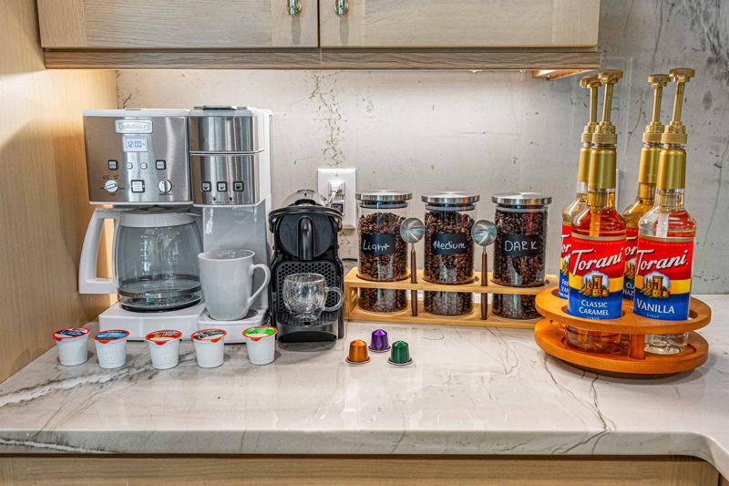 Get your morning started off right with a large selection of coffee and expresso