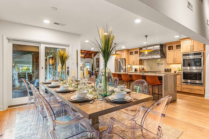 Dining Table has seating for 10 and island sits 8