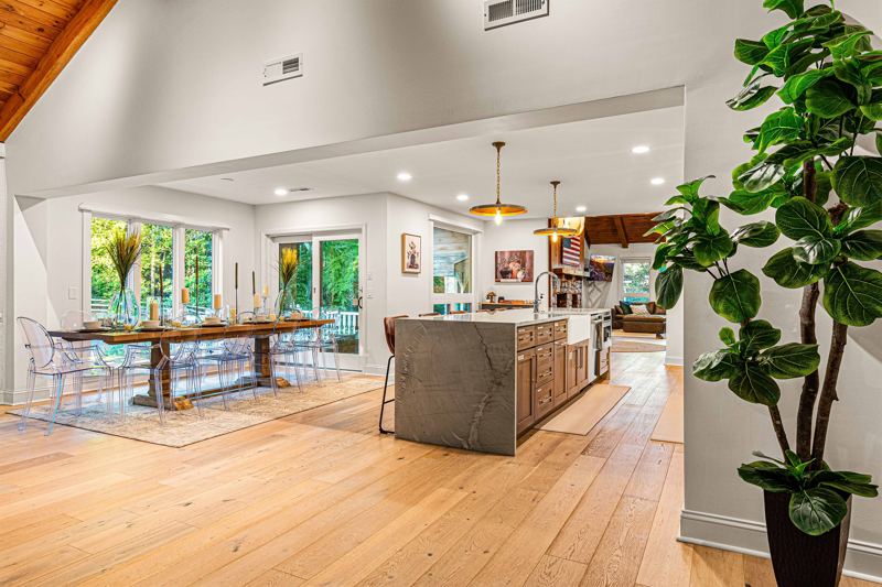 Dining Table has seating for 10 and island sits 8