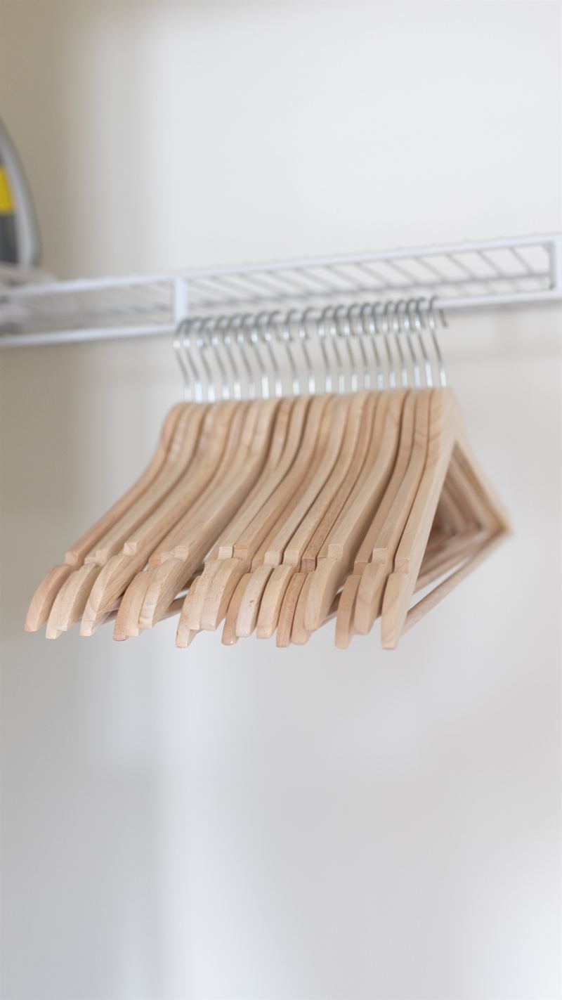 Bamboo Hangers in both closets